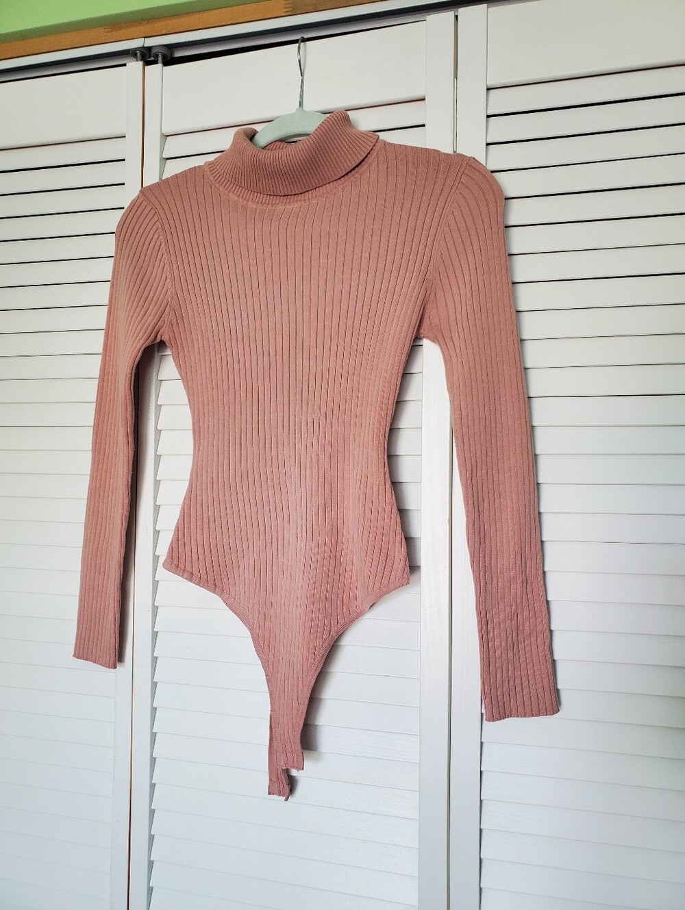 Love Tree Dusty Rose Ribbed Mock Neck Bodysuit